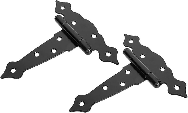 POPETPOP 2Pcs Heavy Duty Gate Hinges for Wooden Fences Barn Doors Decorative T Style Design with Screws Included for Shed Garage Door Applications - Image 1