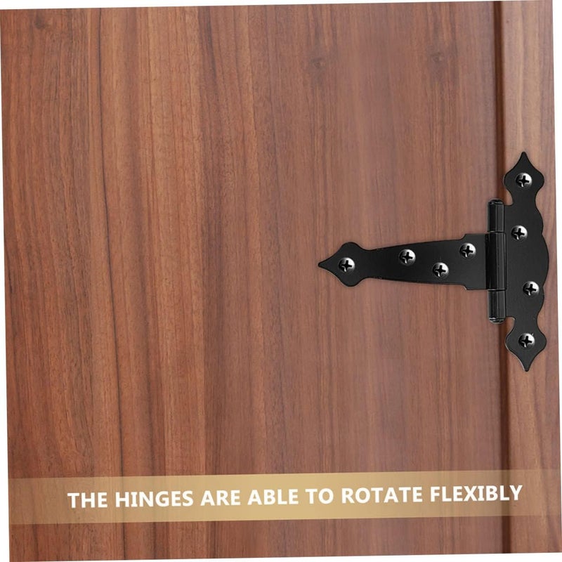 POPETPOP 2Pcs Heavy Duty Gate Hinges for Wooden Fences Barn Doors Decorative T Style Design with Screws Included for Shed Garage Door Applications - Image 4