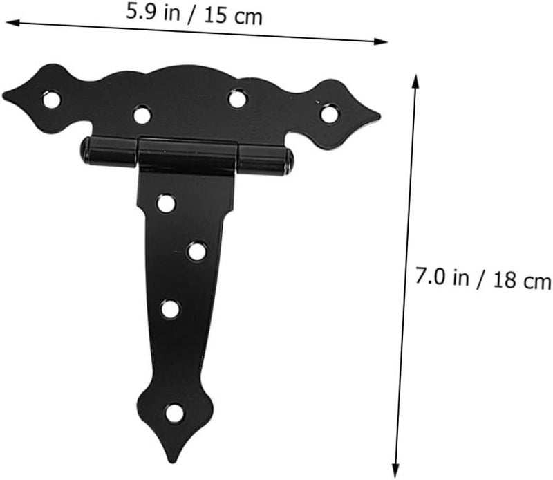 POPETPOP 2Pcs Heavy Duty Gate Hinges for Wooden Fences Barn Doors Decorative T Style Design with Screws Included for Shed Garage Door Applications - Image 2