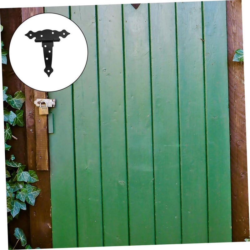 POPETPOP 2Pcs Heavy Duty Gate Hinges for Wooden Fences Barn Doors Decorative T Style Design with Screws Included for Shed Garage Door Applications - Image 5