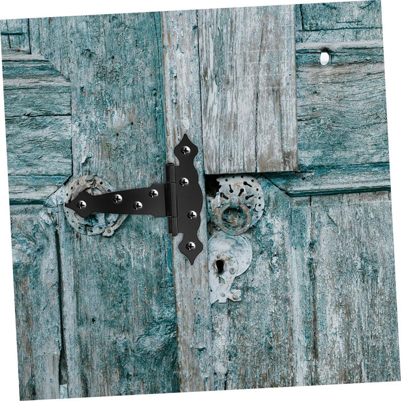 POPETPOP 2Pcs Heavy Duty Gate Hinges for Wooden Fences Barn Doors Decorative T Style Design with Screws Included for Shed Garage Door Applications - Image 3