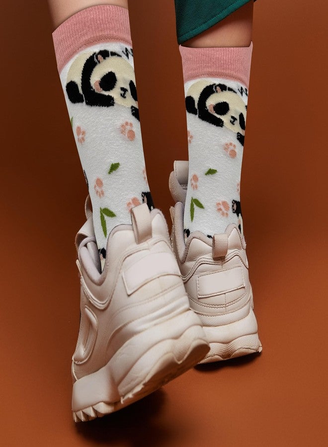 MOLIAN Pandas Bamboo Women's Novelty Socks Crazy Cool Crew Socks Cute Gifts for Women Girl - Image 4