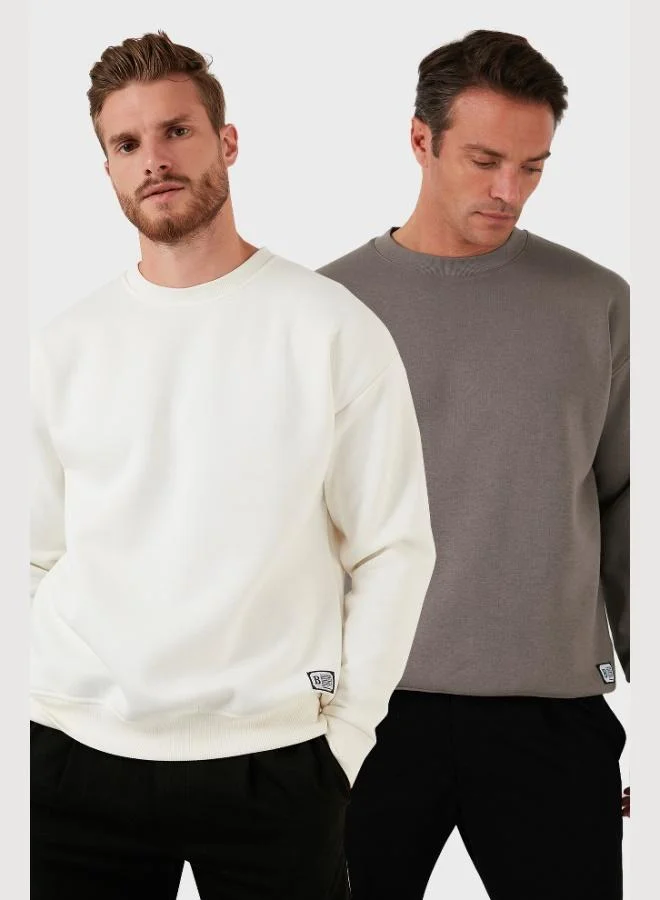 Buratti Buratti Regular Fit Crew Neck Fleece Lined 2-Pack Men's Sweatshirt 5905255S2