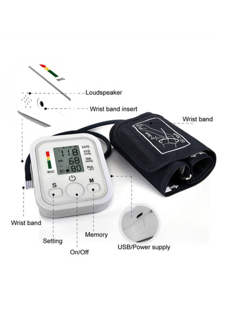 JZIKI - Blood Pressure Monitor Upper Arm BP Machine for Home Use BP Cuff, White - Image 1