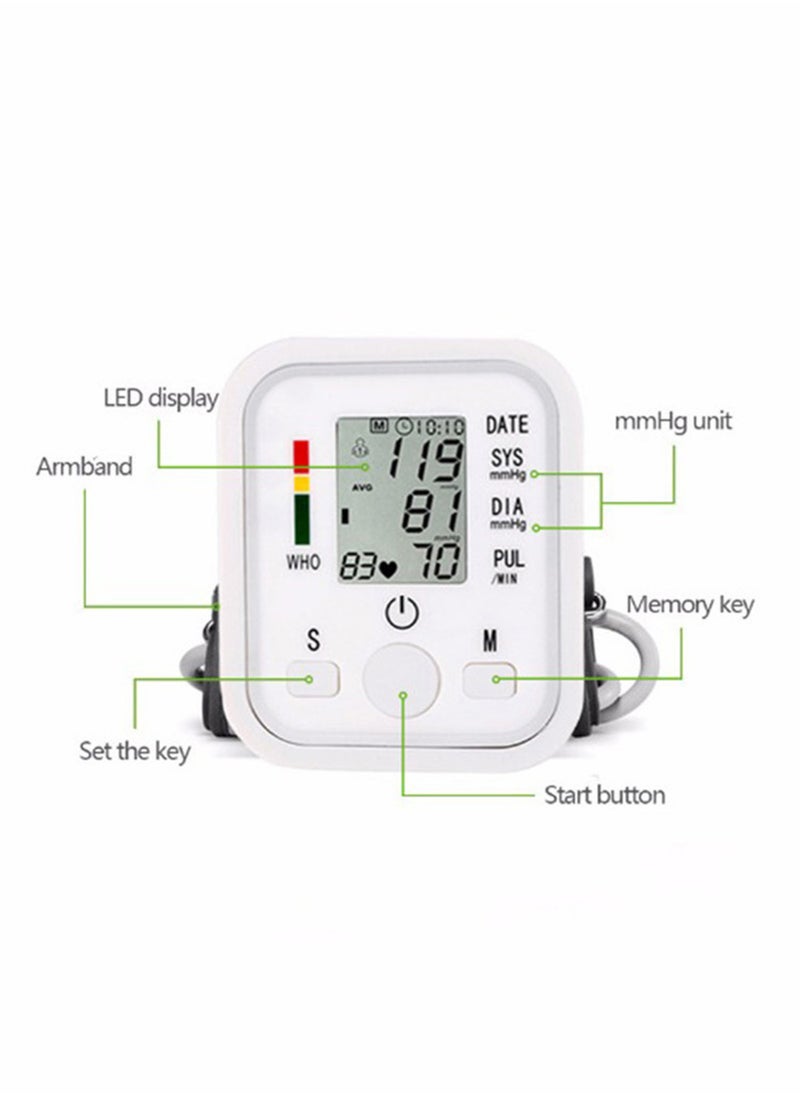 JZIKI - Blood Pressure Monitor Upper Arm BP Machine for Home Use BP Cuff, White - Image 1