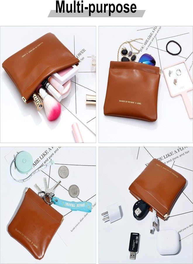 DREHOTRY Makeup Pouch for Women | Waterproof Travel Makeup Bag & Purse Organizer Coin Pouch Set (Pack of 2, Brown) | Compact Cosmetic Travel Case for Essentials - Image 4