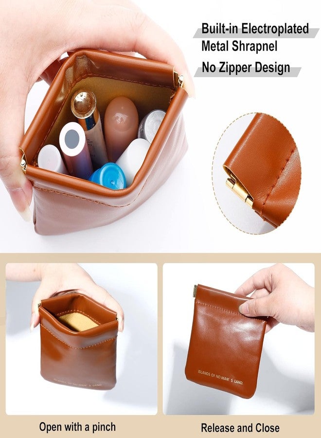 DREHOTRY Makeup Pouch for Women | Waterproof Travel Makeup Bag & Purse Organizer Coin Pouch Set (Pack of 2, Brown) | Compact Cosmetic Travel Case for Essentials - Image 2