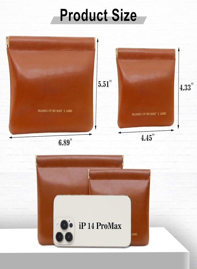 DREHOTRY Makeup Pouch for Women | Waterproof Travel Makeup Bag & Purse Organizer Coin Pouch Set (Pack of 2, Brown) | Compact Cosmetic Travel Case for Essentials - Image 3