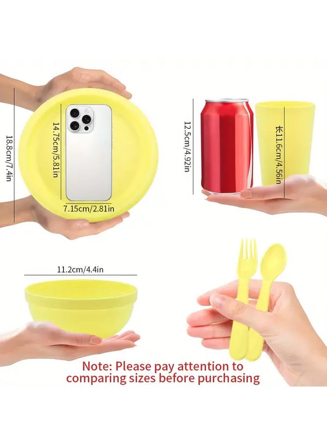 Blue Shatterproof Tableware Set 30 Pcs Microwave Dishwasher Safe Reusable for Camping Party Daily Use - Image 3