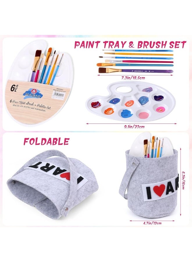 Tacobear Kids Artist Costume with Overalls Beret Beard Bow Tie Paint Bucket Brush, Halloween Career Day Outfit for Boys Girls - Image 3
