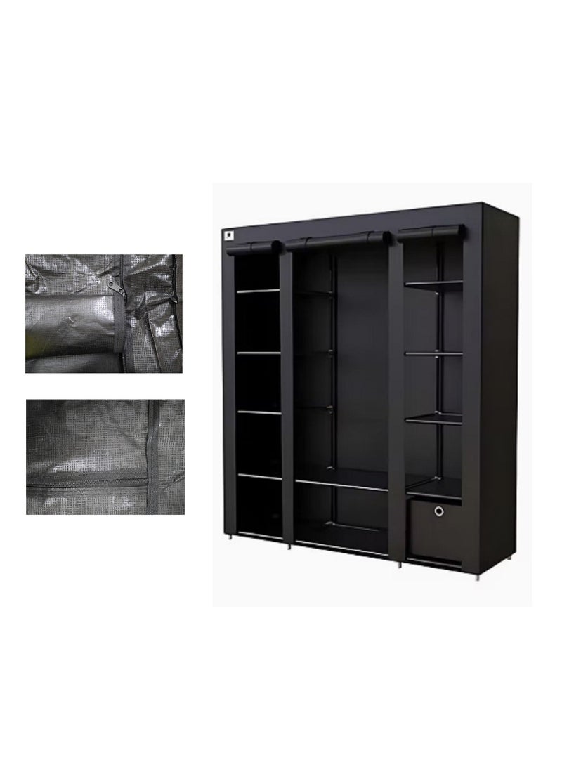 منظم خزانة ملابس بغطاء مقاوم للماء أسود 130x175x45سنتيمتر - Image 1