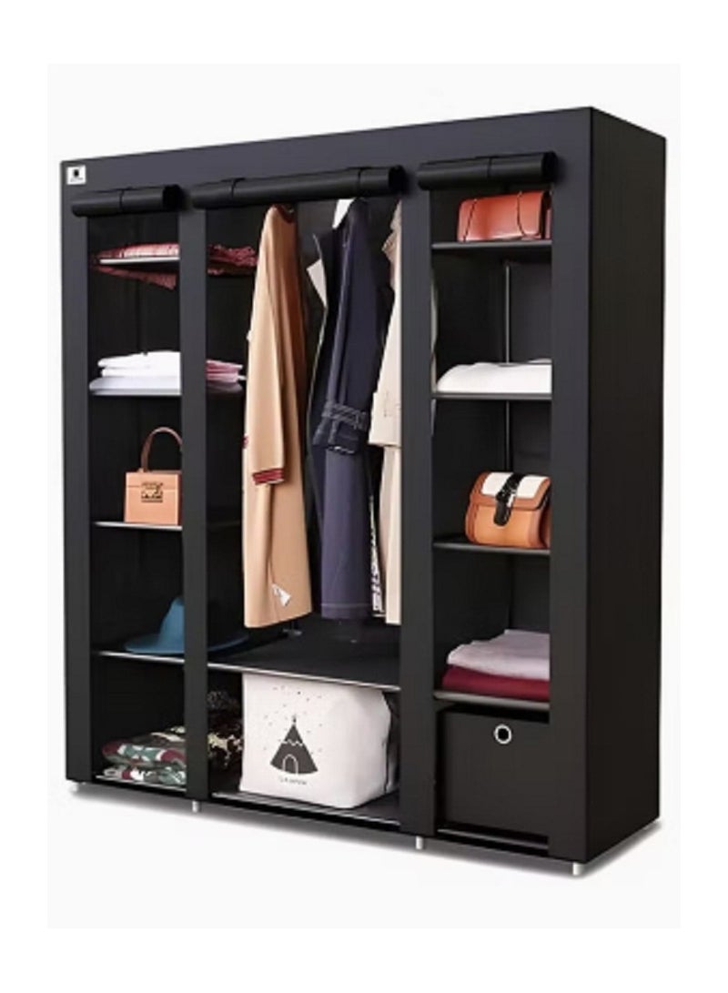 منظم خزانة ملابس بغطاء مقاوم للماء أسود 130x175x45سنتيمتر - Image 3
