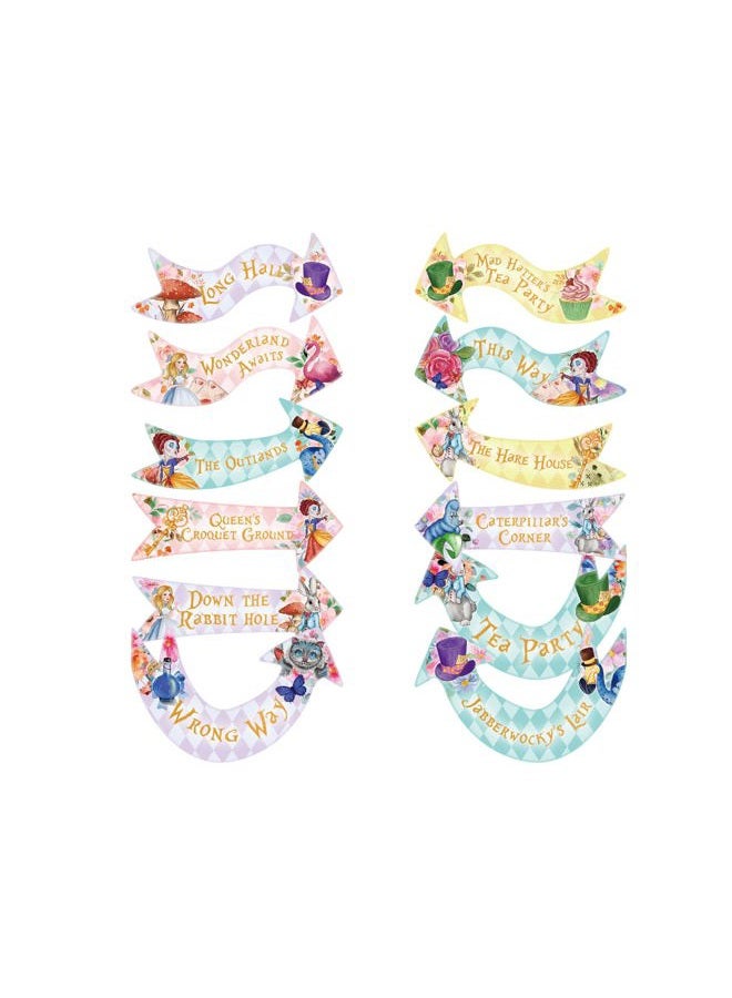 ASVP Shop Alice in Wonderland Party Arrow Signs - Pack of 24 Arrow Signs - Including String - Mad Hatters Tea Party Supplies Props - Image 2