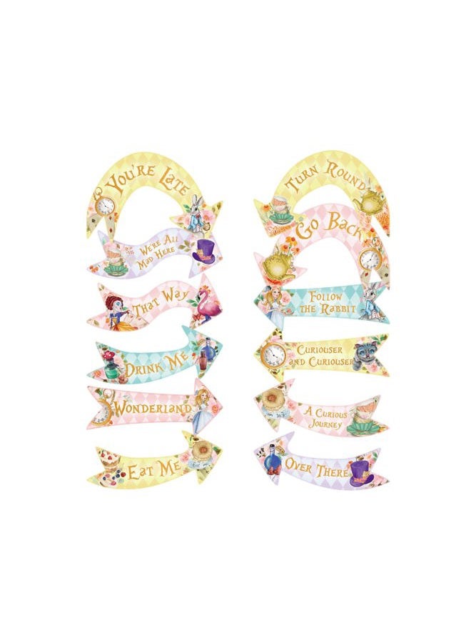 ASVP Shop Alice in Wonderland Party Arrow Signs - Pack of 24 Arrow Signs - Including String - Mad Hatters Tea Party Supplies Props - Image 1
