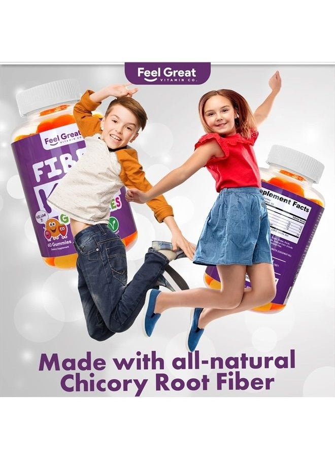 Feel Great 365 - Feal Great Fiber Gummies for Kids Digestive Support | Constipation Relief for Kids | Fruity Flavored Chewable Kids Fiber Gummies | Vegetarian Supplements | 60 Day Supply - Image 1