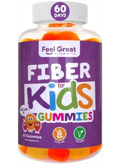 Feal Great Fiber Gummies for Kids Digestive Support | Constipation Relief for Kids | Fruity Flavored Chewable Kids Fiber Gummies | Vegetarian Supplements | 60 Day Supply