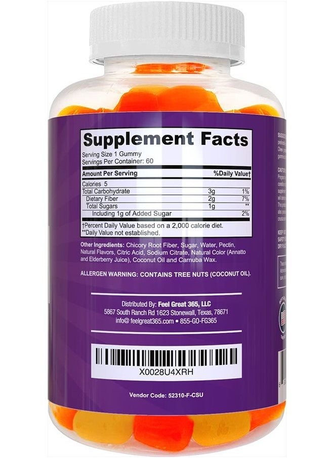Feel Great 365 - Feal Great Fiber Gummies for Kids Digestive Support | Constipation Relief for Kids | Fruity Flavored Chewable Kids Fiber Gummies | Vegetarian Supplements | 60 Day Supply - Image 1