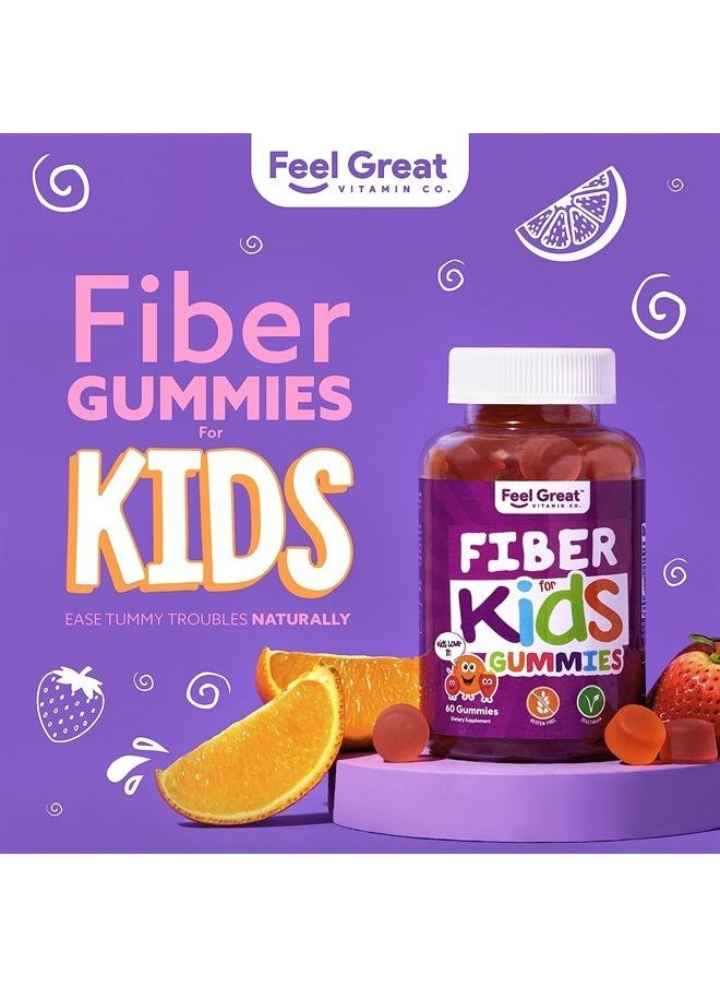 Feel Great 365 - Feal Great Fiber Gummies for Kids Digestive Support | Constipation Relief for Kids | Fruity Flavored Chewable Kids Fiber Gummies | Vegetarian Supplements | 60 Day Supply - Image 1