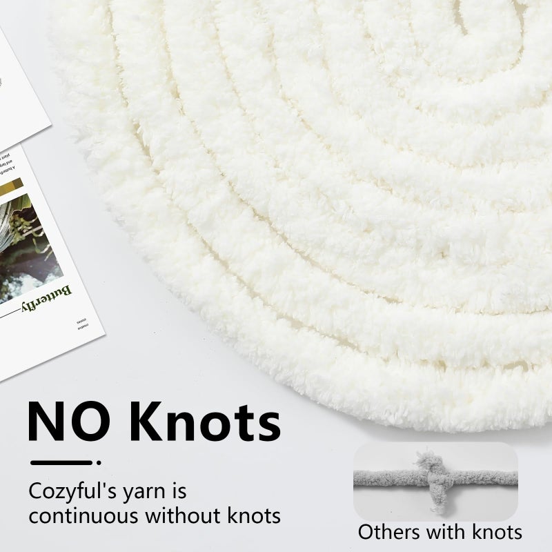Cozyful Chunky Yarn for Hand Knitting - #10 Chunky Chenille Yarn, Jumbo Big Thick Chunky Yarns for Crocheting, Super Bulky Chunky Knit Blanket Yarns, 8 Skein (25 yds 8 oz Each Skein), Cream - Image 4