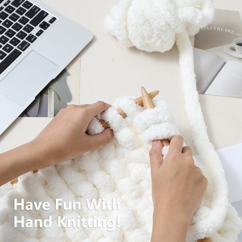 Cozyful Chunky Yarn for Hand Knitting - #10 Chunky Chenille Yarn, Jumbo Big Thick Chunky Yarns for Crocheting, Super Bulky Chunky Knit Blanket Yarns, 8 Skein (25 yds 8 oz Each Skein), Cream - Image 5