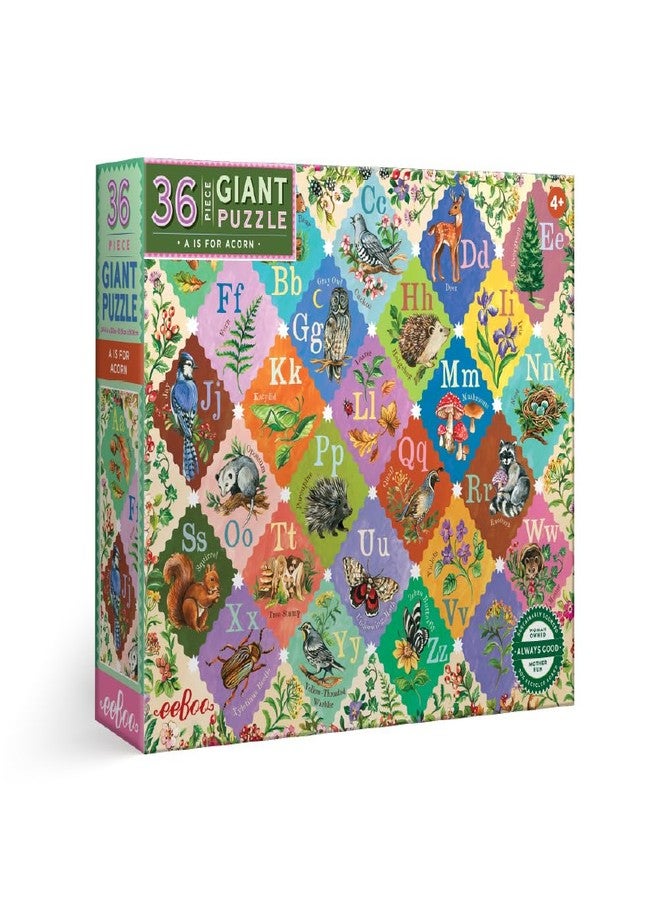 eeBoo A is for Acorn 36 Giant Piece Children's Puzzle, 24.5" x 20" - Image 1