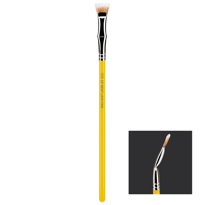 Bdellium Tools Professional Makeup Brush - Studio Series 729 Duo Fiber Bent Mascara Fan - With Soft Synthetic Fibers, For Applying Mascara (Yellow, 1pc) - Image 3