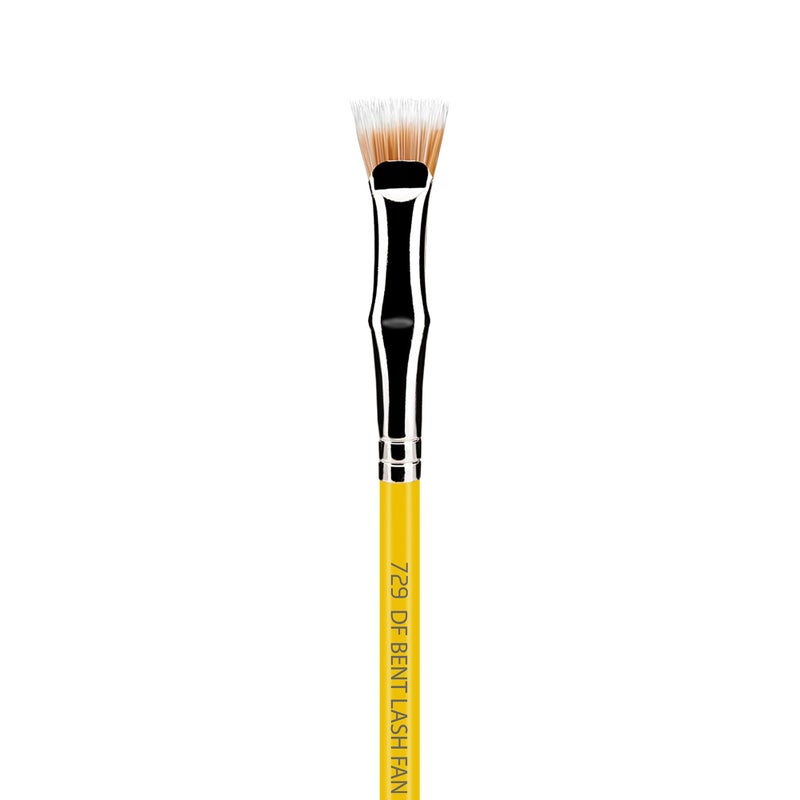 Bdellium Tools Professional Makeup Brush - Studio Series 729 Duo Fiber Bent Mascara Fan - With Soft Synthetic Fibers, For Applying Mascara (Yellow, 1pc) - Image 2