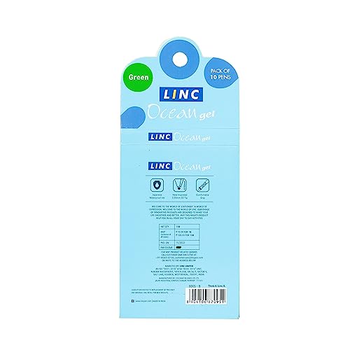 Linc Ocean Classic 0.55mm Gel Pen | Green Ink | Set Of 10 - Image 2
