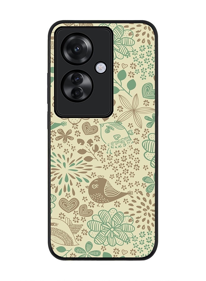Stylizedd Rugged Black edge case for Oppo Reno11 F / Oppo F25 Pro 5G, Slim fit Soft Case Flexible Rubber Edges Anti Drop TPU Gel Thin Cover -  Cozy Garden - Image 1
