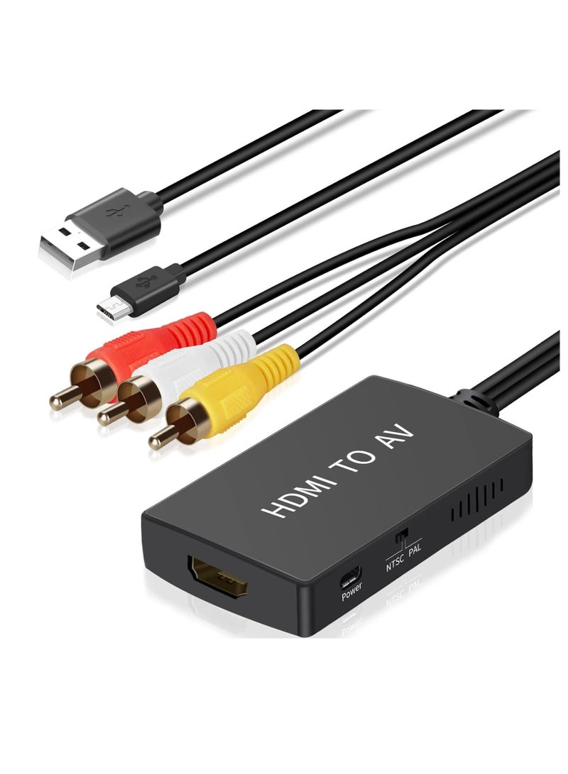 Excefore HDMI to RCA Converter, HDMI to RCA Adapter Composite Video Audio HDMI to Cinch, Support PAL/NTSC for TV DVD PS2 PS3 VHS Wii BlueRay - Image 1