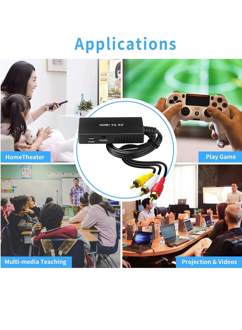 Excefore HDMI to RCA Converter, HDMI to RCA Adapter Composite Video Audio HDMI to Cinch, Support PAL/NTSC for TV DVD PS2 PS3 VHS Wii BlueRay - Image 5