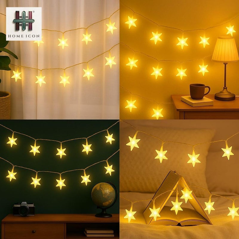 Home Icon أضواء النجوم المتسلسلة HOME ICON – 3م/9.8قدم، 20 LED، أضواء خرافية تعمل بالبطارية لشجرة عيد الميلاد، غرفة النوم، الزفاف، الحفلات، الحديقة وزينة المناسبات - Image 4