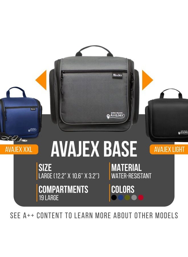 AvaJex Travel Toiletry Bag for Men and Women - Large Hanging Toiletry Organizer - Waterproof Hygiene Bag with Metal XXL Swivel Hook, with YKK Zippers and 19 Compartments for Toiletries, Makeup, Cosmetics - Image 2
