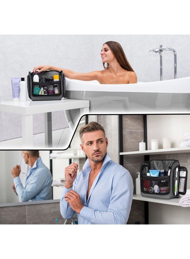 AvaJex Travel Toiletry Bag for Men and Women - Large Hanging Toiletry Organizer - Waterproof Hygiene Bag with Metal XXL Swivel Hook, with YKK Zippers and 19 Compartments for Toiletries, Makeup, Cosmetics - Image 3