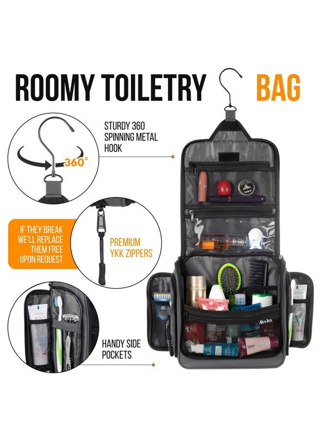 AvaJex Travel Toiletry Bag for Men and Women - Large Hanging Toiletry Organizer - Waterproof Hygiene Bag with Metal XXL Swivel Hook, with YKK Zippers and 19 Compartments for Toiletries, Makeup, Cosmetics - Image 5