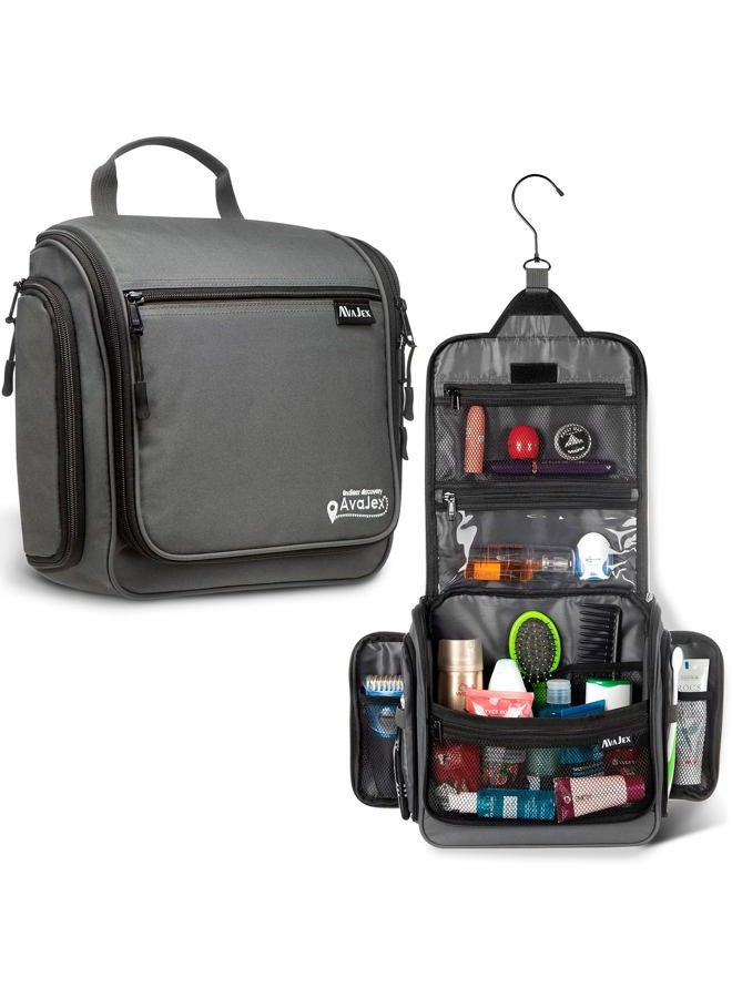 AvaJex Travel Toiletry Bag for Men and Women - Large Hanging Toiletry Organizer - Waterproof Hygiene Bag with Metal XXL Swivel Hook, with YKK Zippers and 19 Compartments for Toiletries, Makeup, Cosmetics - Image 1