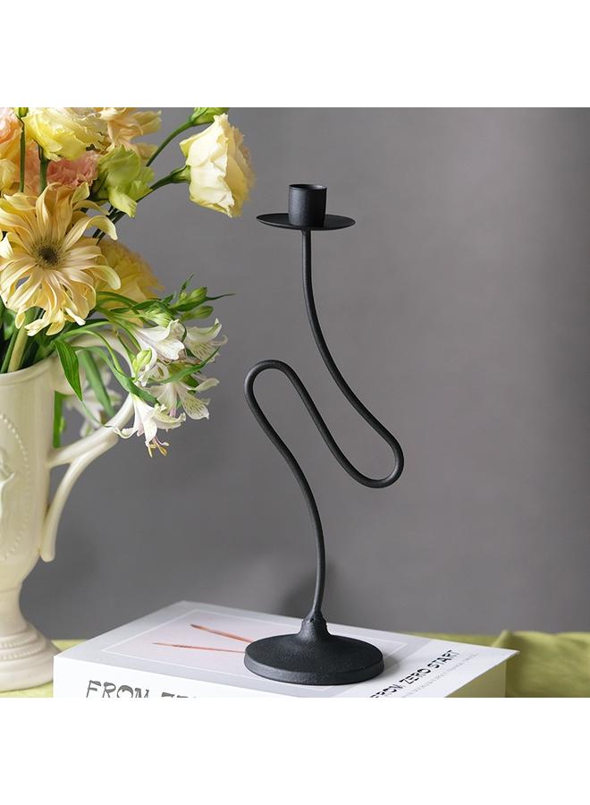 Bluejw French Middle-style Iron Candle Holder American Style Home Decoration Ornaments Creative Special-shaped Black Candle Holder For Hair - Image 2