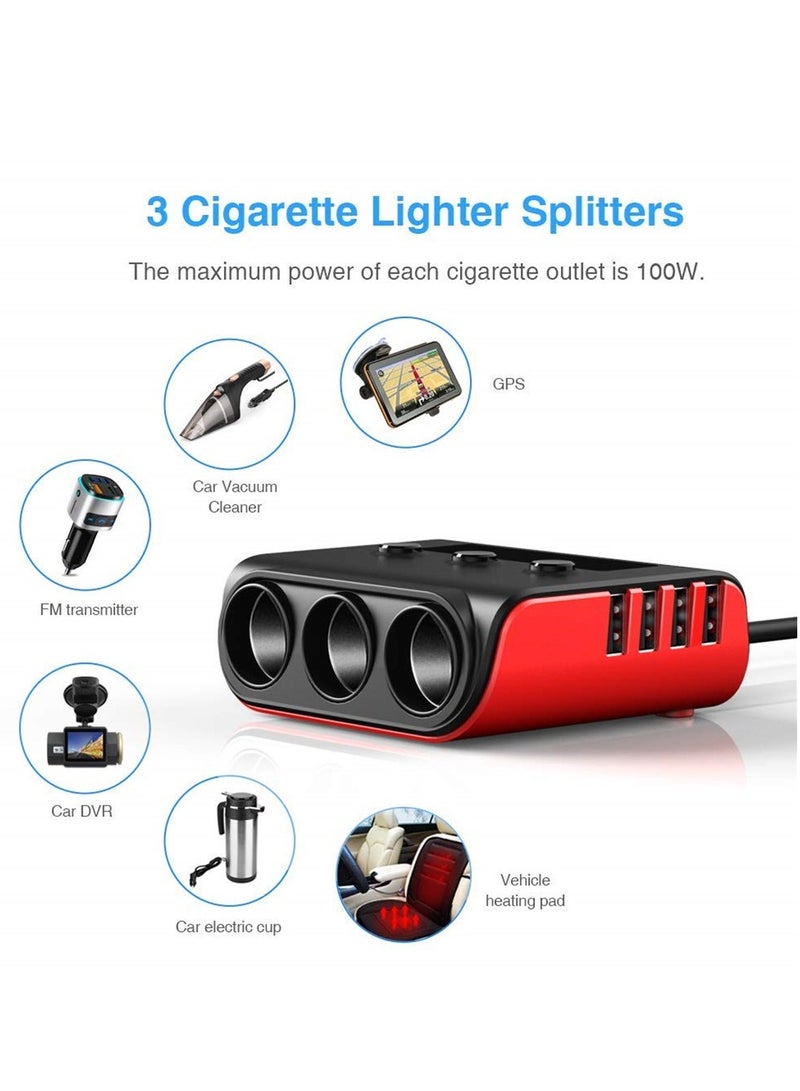 Y&D Lighter Splitter with USB Car Charger Adapter, 3 Sockets 12V 24V 100W, 4 Port Outlet 3.6A, Independent On Off Switches and Voltage Display, Replaceable 10A Fuse  - Image 3