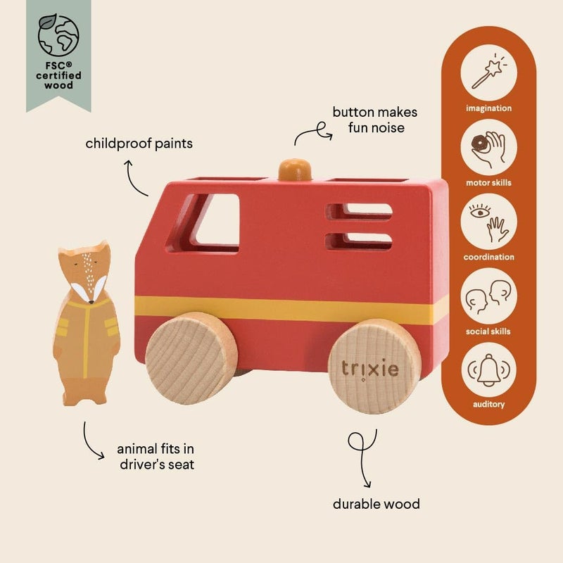 Trixie Wooden Animals Fire Truck Small - Image 3