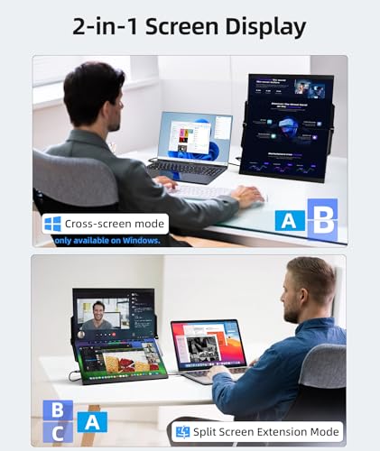 Ingnok 15.6" Dual Monitor, FHD 1080P 100% sRGB Laptop Screen Extender for Windows Mac, with 4 Speakers, 2 HDMI USB C Ports, for Office Gaming Triple Monitor - Image 5