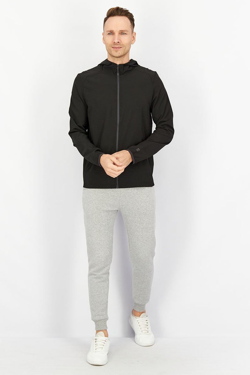 Layer 8 جاكيت تدريب بأكمام طويلة للرجال، رياضي، أسود - Image 3