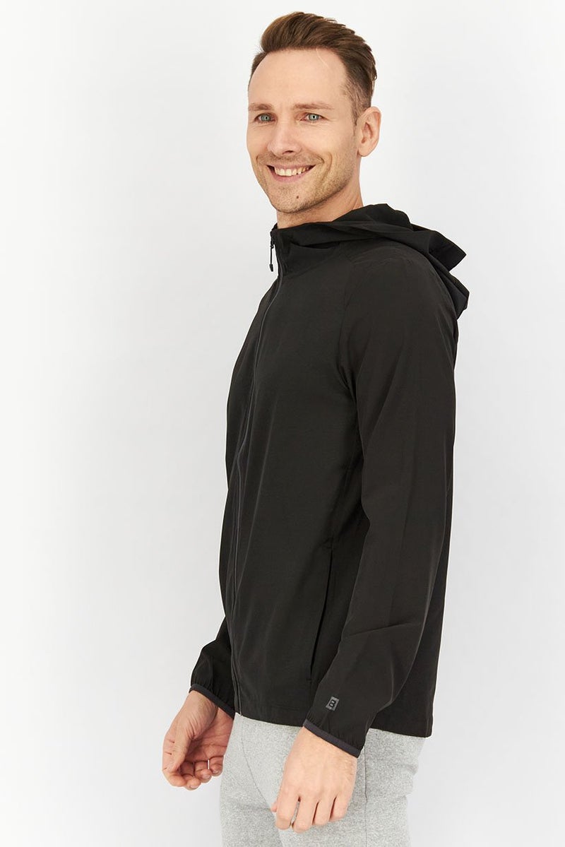 Layer 8 جاكيت تدريب بأكمام طويلة للرجال، رياضي، أسود - Image 2