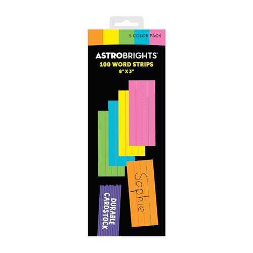 Astrobrights Word Strips, 3" x 8", 65 lb./176 GSM, 5-Color Assortment, 100 Count (91040) - Image 1