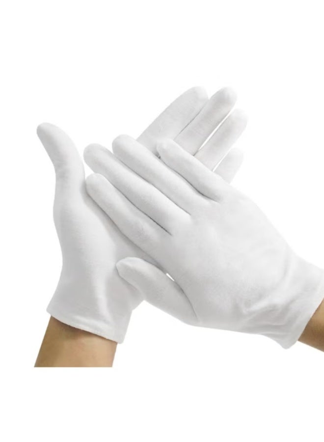 7 Pairs White Cotton Gloves for Dry Hands Eczema SPA Moisturizing - Work Glove Liners for Serving Costume Inspection