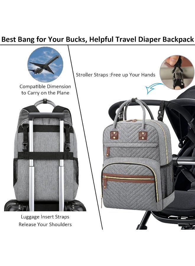 Tenot Diaper Bag Backpack Tote with Insulated Pockets for Men Baby Boys Girls Newborn Unisex Tactical Large Capacity, Multifunctional Waterproof Grey - Image 4