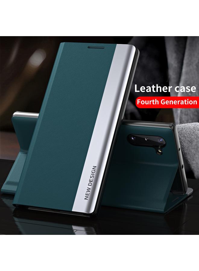 S-TOP Case For Samsung Galaxy S21 FE Side Electroplated Magnetic Ultra-Thin Horizontal Flip Leather Case with Holder - Image 4