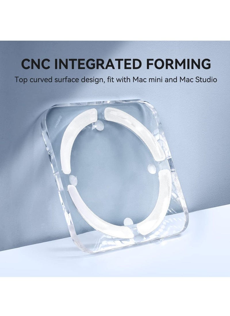 Desktop Stand for Mac Mini and Mac Studio, Two-Sided PMMA Transparent Anti Slip Holder, Dissipation and Dust Proof Base Is Suitable for Mac Mini M1 M2 Host Accessories