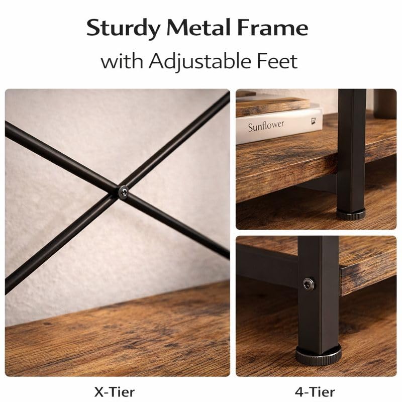 Orchidleaf Small Bookshelf for Small Spaces, 3-Tier Industrial Bookcase with Metal Frame and Wood Shelves, Narrow Storage Shelf for Living Room, Bedroom, Apartment - Image 5
