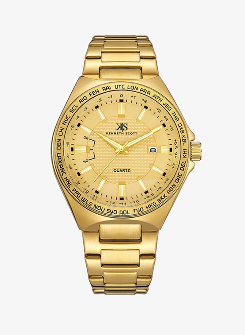 Kenneth Scott Men's Champagne Dial Analog Watch - K23027-GBGC - Image 1