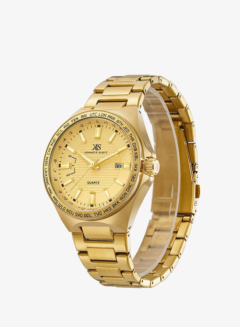 Kenneth Scott Men's Champagne Dial Analog Watch - K23027-GBGC - Image 2